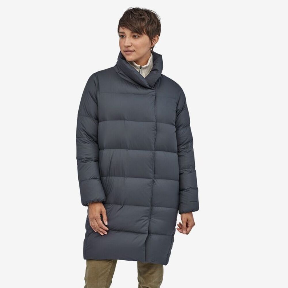Patagonia Arctic Willow 700 Fill Down Mid Length Puffer Coat Size XS Navy Blue